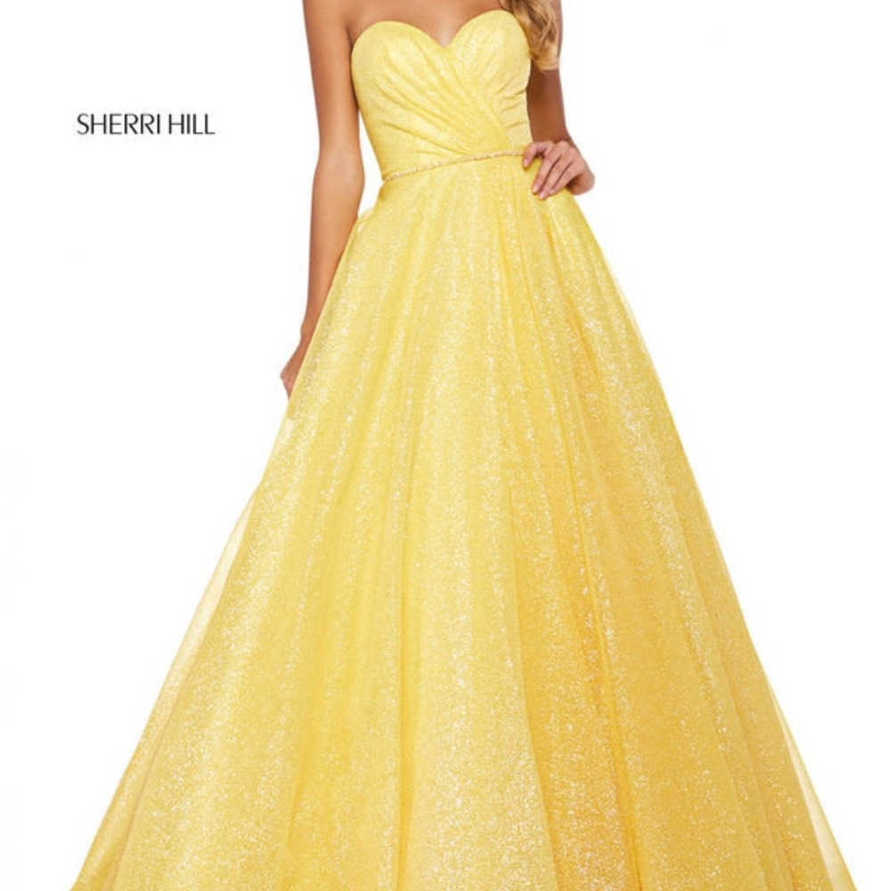 Bright yellow Sherri Hill Pageant gown #53419 Size 0
